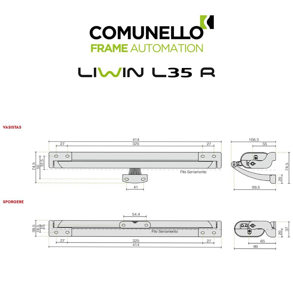 LIWIN L35 2W-NET Comunello | Doppio attuatore elettrico a catena per finestre vasistas e a sporgere LIWIN L35 2W-NET Comunello | Doppio attuatore elettrico a catena per finestre vasistas e a sporgere