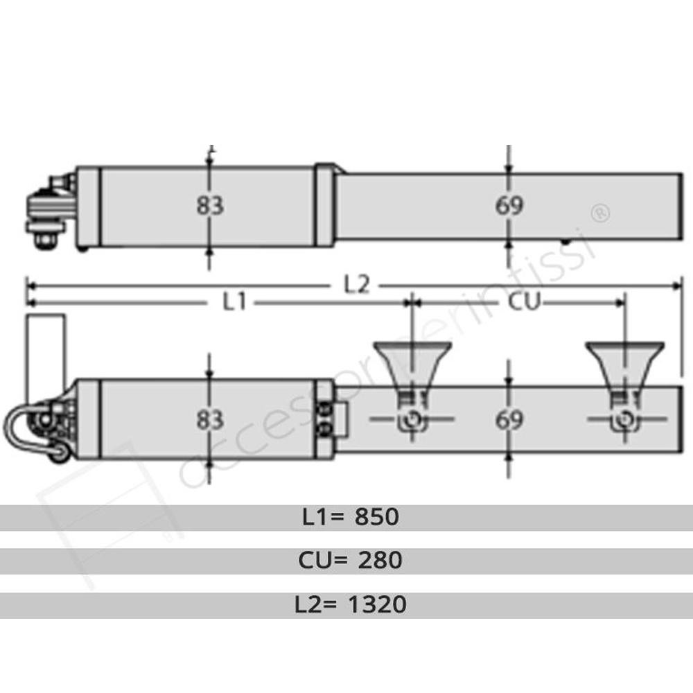 LUX FC 2B BFT Operatore oleodinamico per ante fino a 2 m e 300 kg