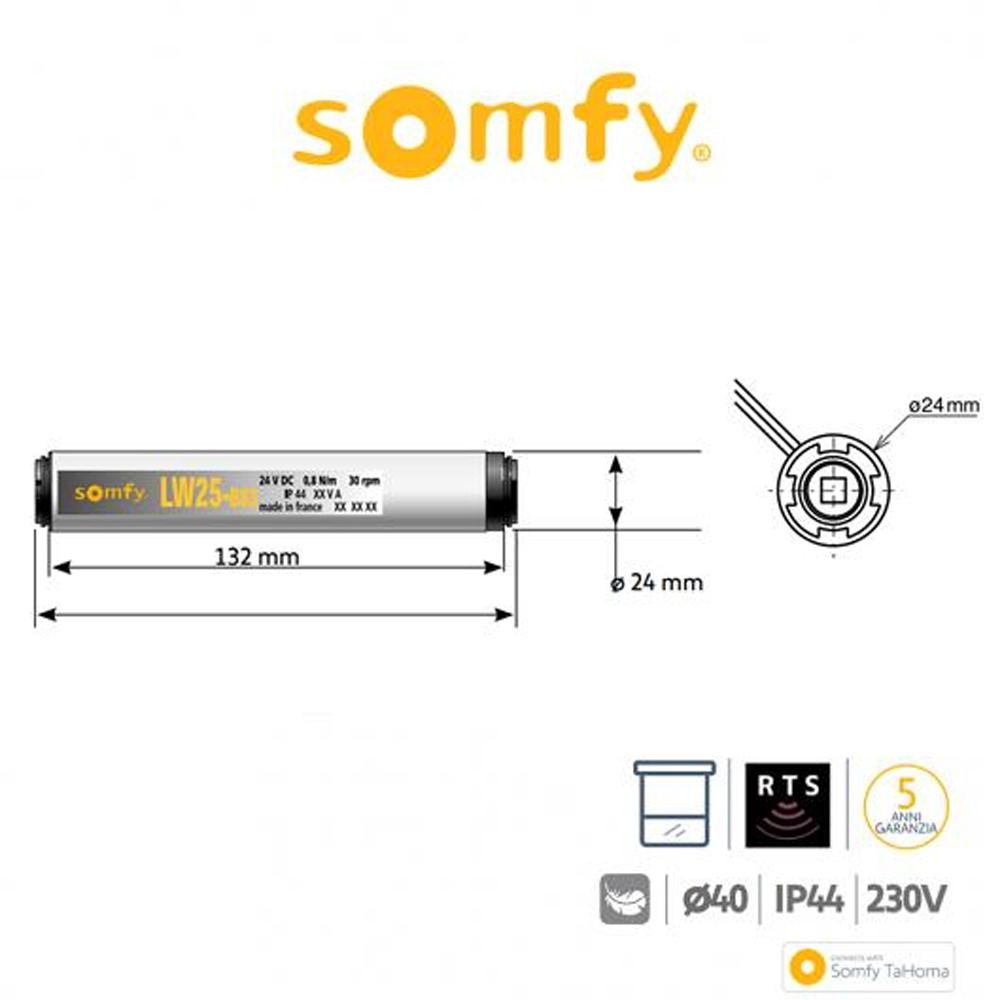 LV 25 Somfy motore radio per tende interne e tende a rullo