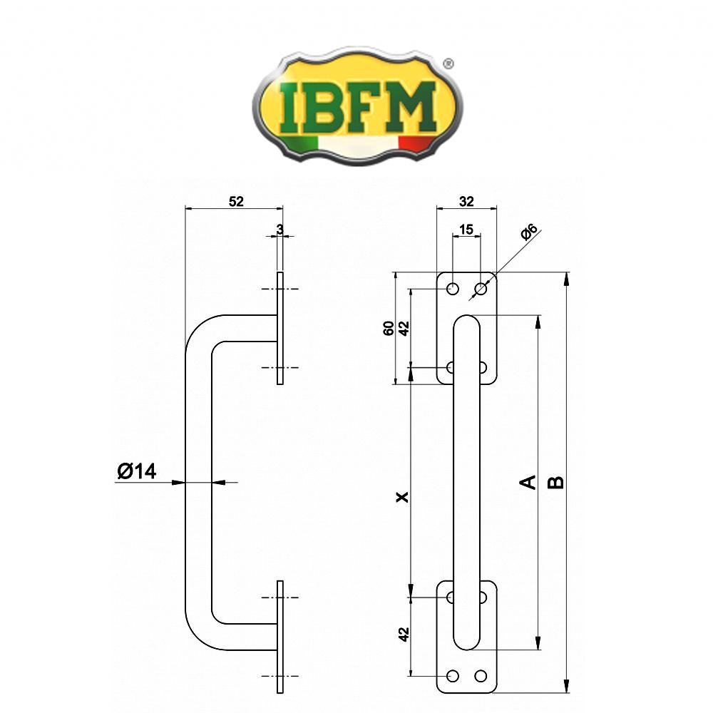482 IBFM - Maniglia per portone tipo dritto