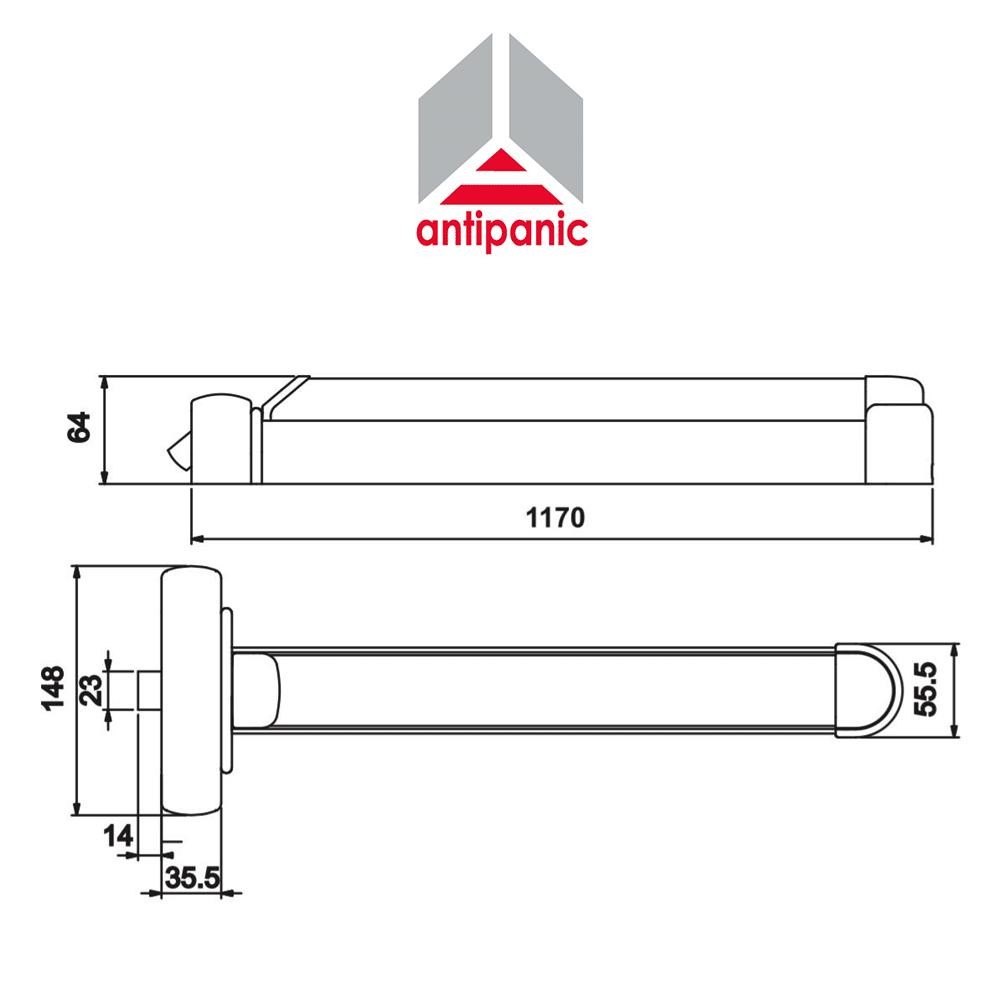 601/2 Antipanic - Maniglione antipanico meccanico centrale con barra integrata