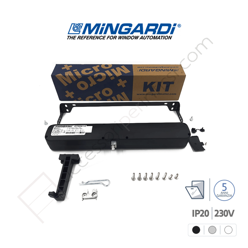 MICRO+ KIT Mingardi attuatore a catena per finestre vasistas e a sporgere MICRO+ KIT Mingardi attuatore a catena per finestre vasistas e a sporgere