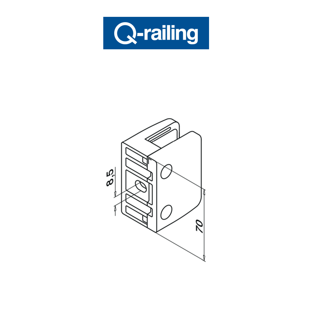 Morsetto per vetro Q-Railing MOD 24 art. 14.2400.000.12 Morsetto per vetro Q-Railing MOD 24 art. 14.2400.000.12
