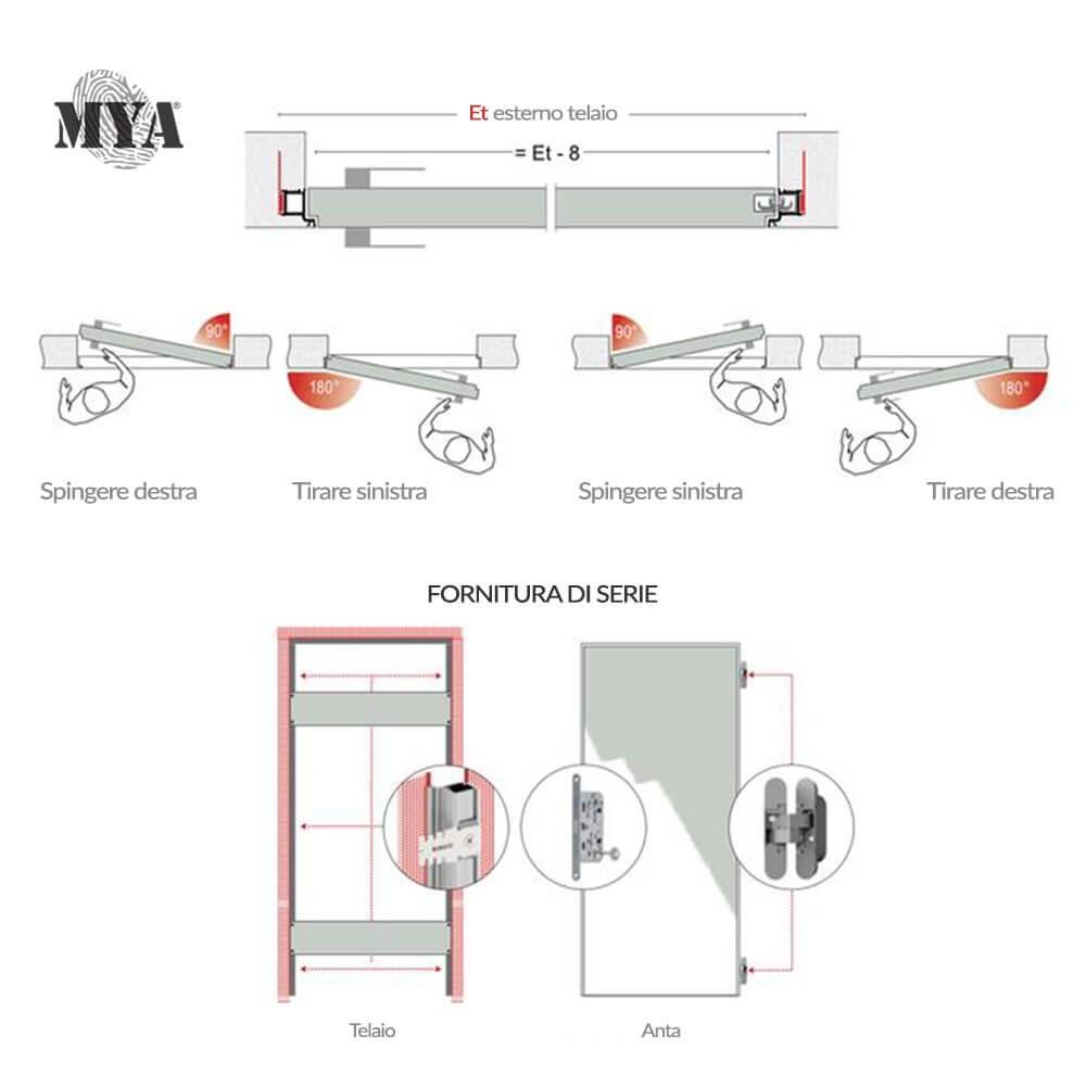MYA Royal Pat - Porta filo muro battente reversibile per interni