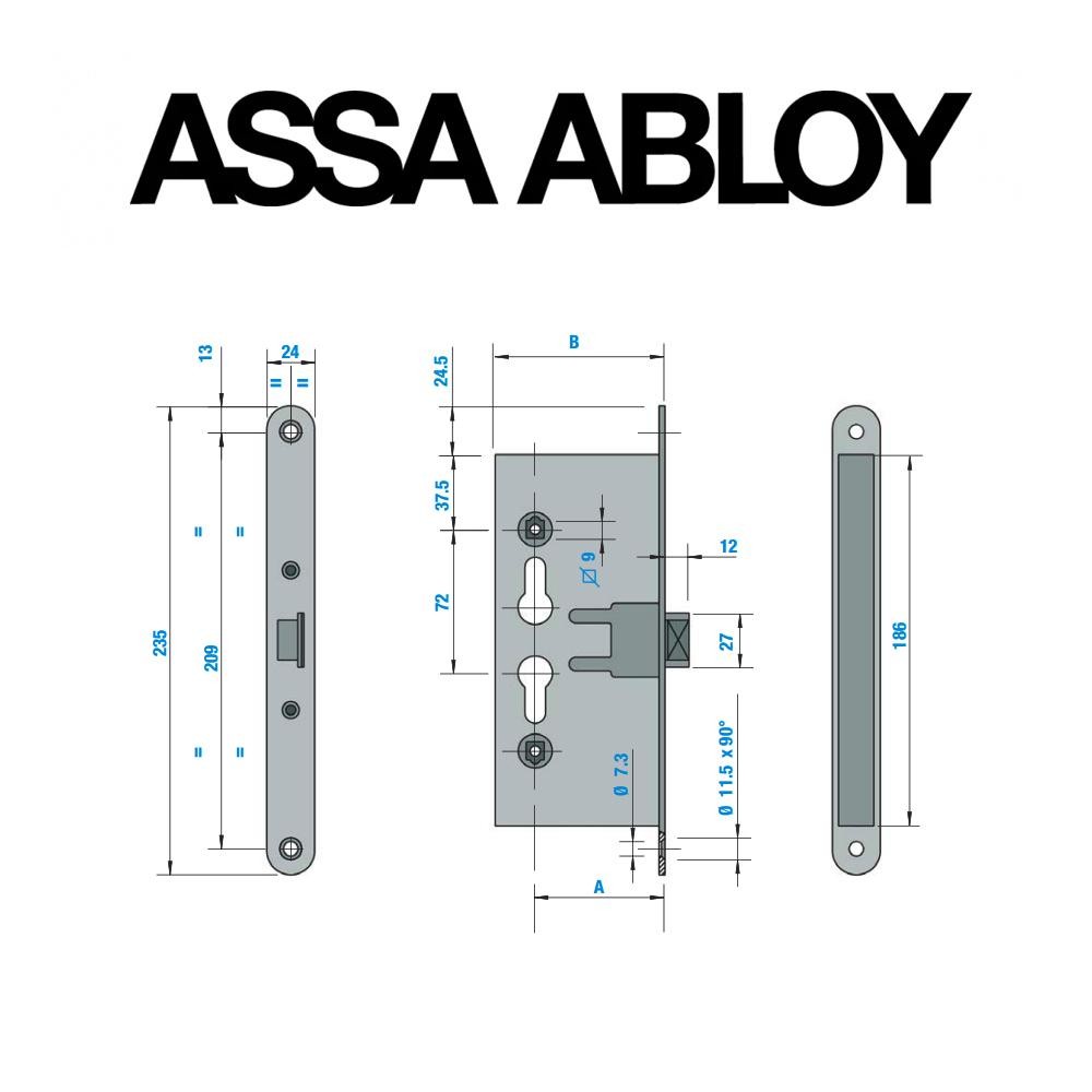 N4569065090 Assa Abloy | Serratura antipanico tagliafuoco da infilare per anta principale per Eurosmart 