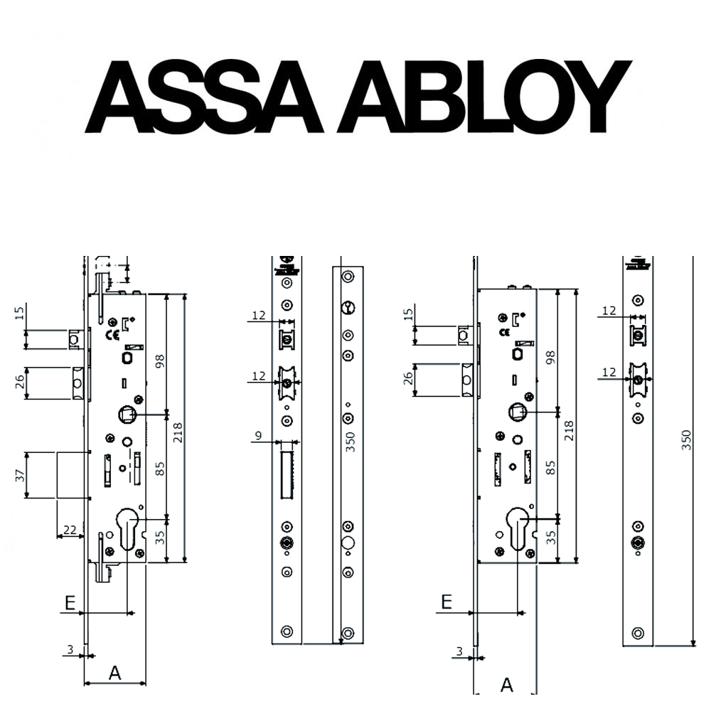 N9970025000 Assa Abloy | Serratura elettrica con catenaccio avanzante ad ingranaggi scrocco e catenaccio entrata 25