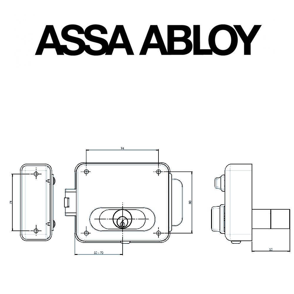 NF5021/1Z Assa Abloy | Serratura elettrica da applicare Corni Multipla scrocco rovesciato solo cilindro