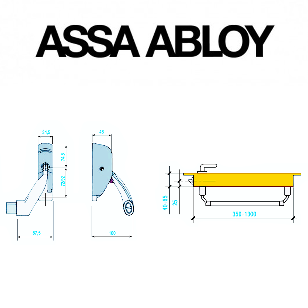 NPM160010000000 Assa Abloy | Maniglione antipanico da infilare Mini Eurosmart per porte tagliafuoco