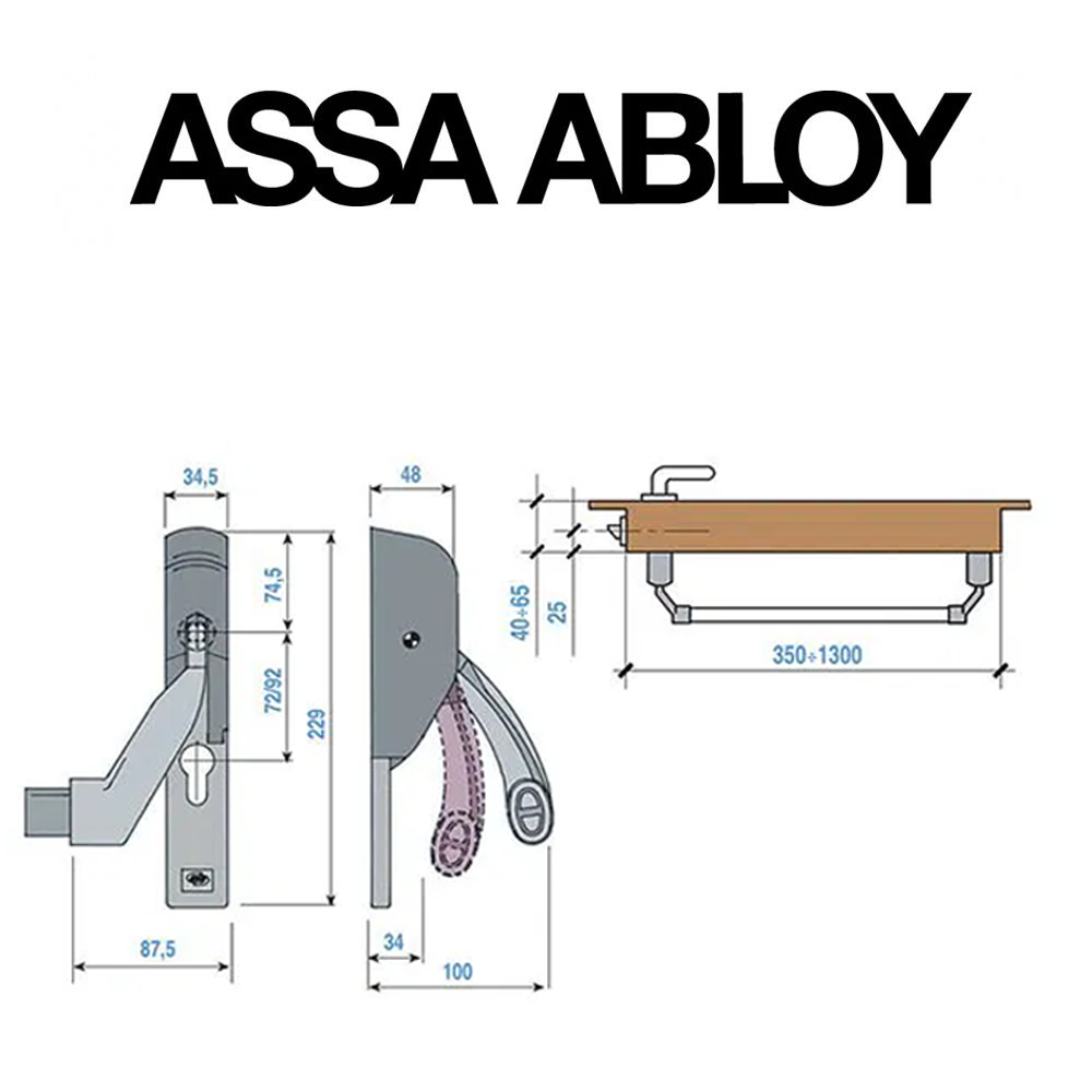 NPM162050200000 Assa Abloy | Maniglione antipanico da infilare Eurosmart per porte tagliafuoco 