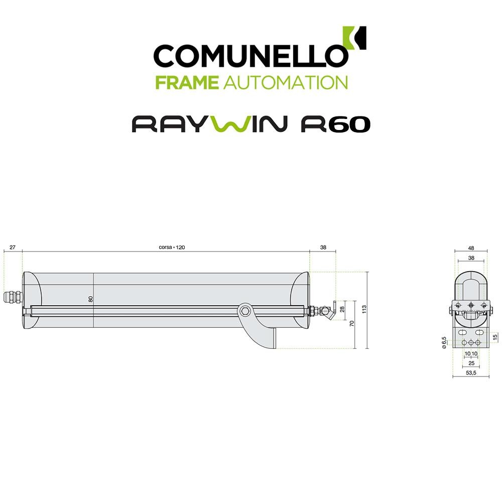 RAYWIN R60 REGULATOR Comunello - Attuatore elettrico a stelo per finestre a sporgere e lucernari RAYWIN R60 REGULATOR Comunello - Attuatore elettrico a stelo per finestre a sporgere e lucernari