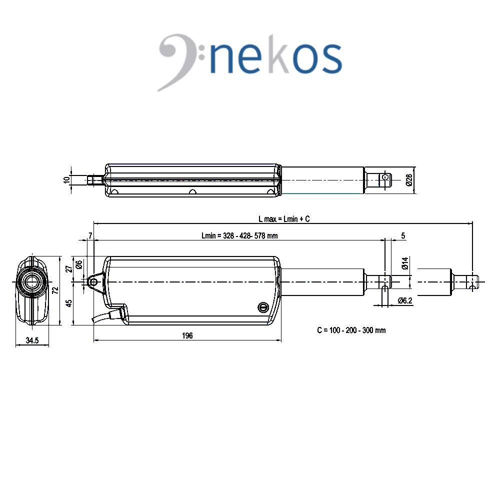 ROCK - Attuatore lineare a stelo rigido 500N per finestre a lamelle e piccole cupole
