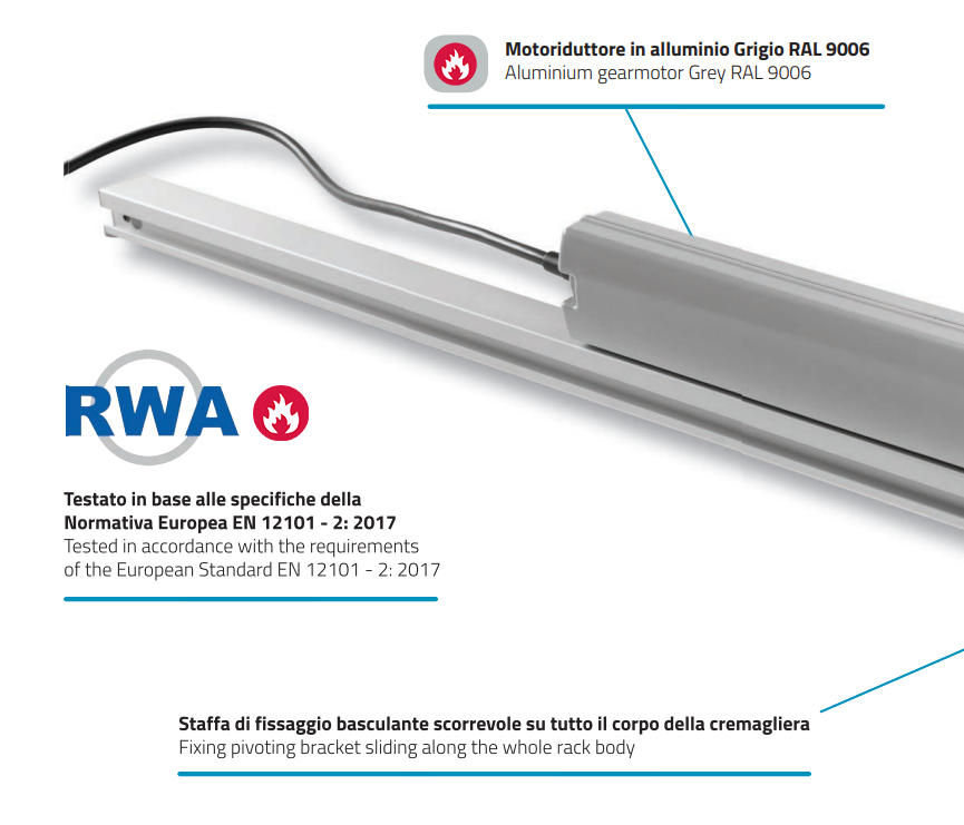DRIVE EVO 2 Mingardi - Attuatore a cremagliera per lucernari cupole e frangisole 1000N DRIVE EVO 2 Mingardi - Attuatore a cremagliera per lucernari cupole e frangisole 1000N