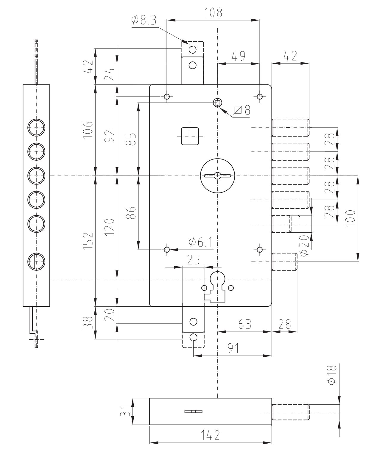SER NE 17 1D Dierre - Serratura triplice a doppia mappa e cilindro europeo per porte blindate entrata 60 SER NE 17 1D Dierre - Serratura triplice a doppia mappa e cilindro europeo per porte blindate entrata 60