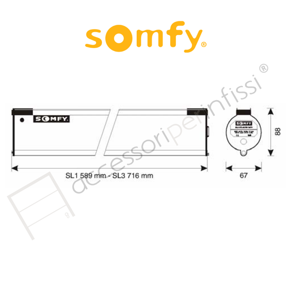 SL 3 io Somfy motore per tenda da sole a cappottina SL 3 io Somfy motore per tenda da sole a cappottina