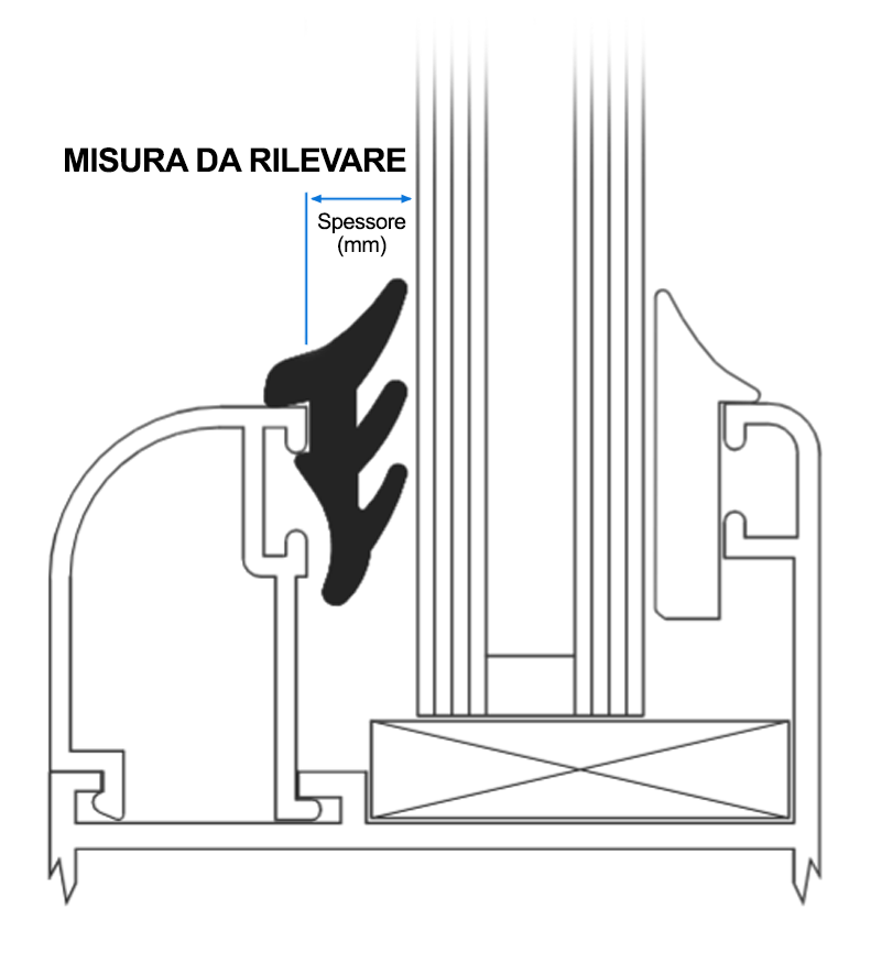 Guarnizione fermavetro interna Complastex serie UP Nera
