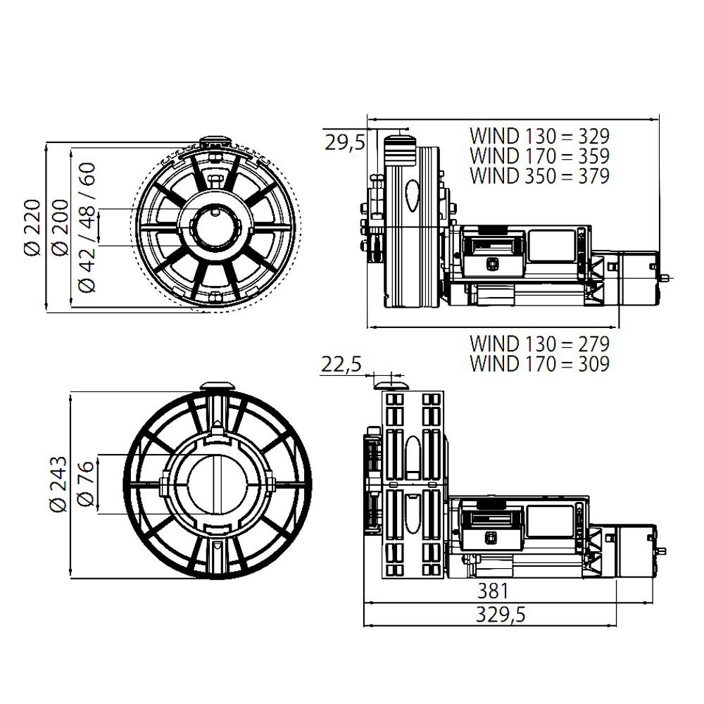 WIND AC A KIT 170/200-60 EF AUTO BFT operatore per serrande avvolgibili WIND AC A KIT 170/200-60 EF AUTO BFT operatore per serrande avvolgibili
