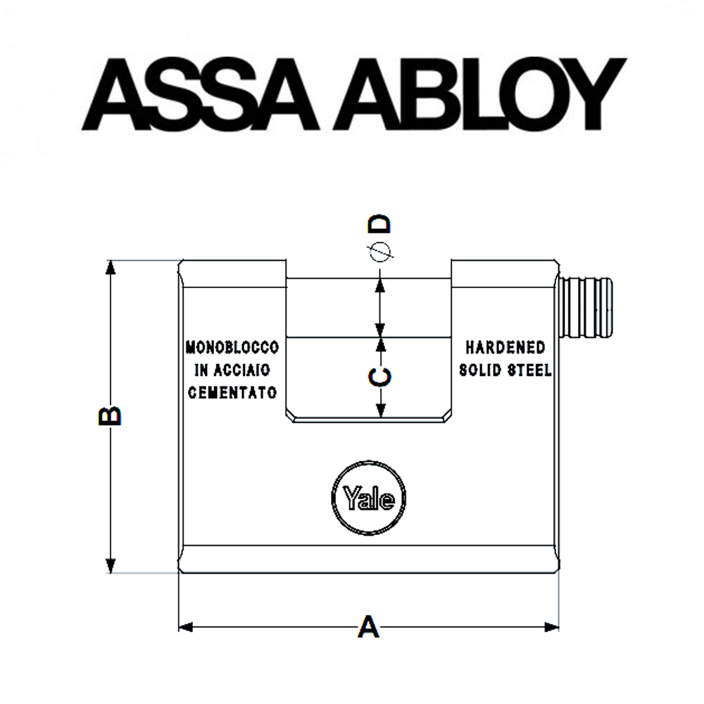Y1640185 Assa Abloy | Lucchetto Yale serie Y164 acciaio blindato rettangolare Y1640185 Assa Abloy | Lucchetto Yale serie Y164 acciaio blindato rettangolare
