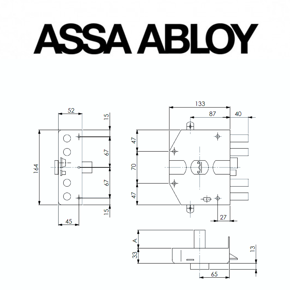 Y6823560 Assa Abloy | Serratura elettrica di sicurezza da applicare Segreta mano destra lunghezza cilindro 60
