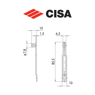 Coppia comandi per prolunghe di chiusura con aste esterne Cisa art. 0644200