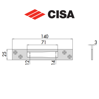0645901 Cisa - Contropiastra piana in acciaio inox