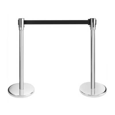 Coppia colonnine distanziali in acciaio cromato con nastro nero 2 m Coppia colonnine distanziali in acciaio cromato con nastro nero 2 m