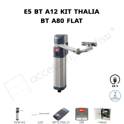 E5 BT A12 KIT THALIA BT A80 FLAT BFT operatore elettromeccanico per ante di cancelli battenti pedonali e carrabili