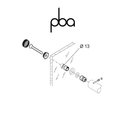 FIX.012.000D PBA - Kit di fissaggio singolo passante per vetro per maniglioni diametro Ø 30 | Programma IT - YOD - 200Q - 200E - 200