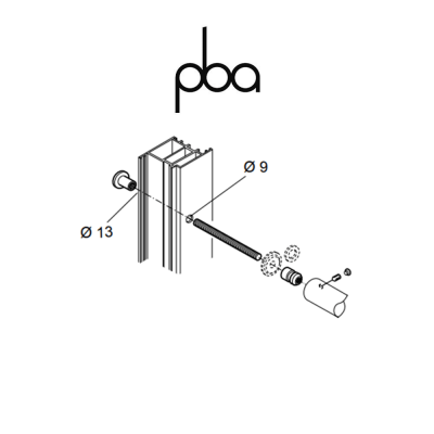 FIX.110.000D.81 PBA - Kit di fissaggio singolo passante per legno, alluminio, PVC | Programma PVD