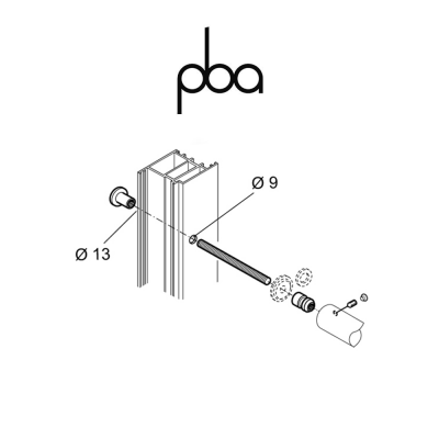 FIX.110.000D PBA - Kit di fissaggio singolo passante per legno, PVC, alluminio | Programma IT - YOD - 200Q - 200E - 200
