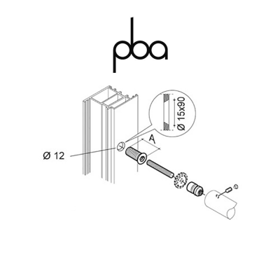 FIX.420.00IL.B2 PBA - Kit di fissaggio singolo non passante per legno, PVC, alluminio a 2-3 camere, perno= 50 mm | Programma: 200P - 200