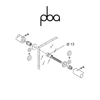 FIX.810.000D.B2 PBA - Kit di fissaggio contrapposto per vetro | Programma IT - YOD - 200Q - 200E - 200 - M18 - 300 - PVD
