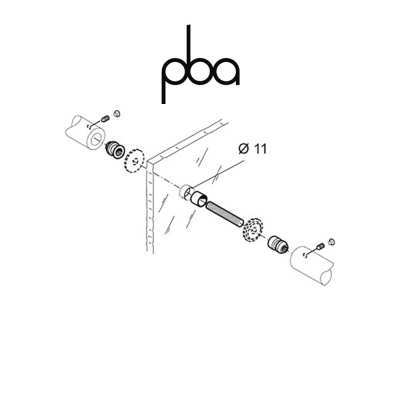 FIX.820.000I.B2 PBA - Kit di fissaggio contrapposto per vetro | Programma: 200P - 200