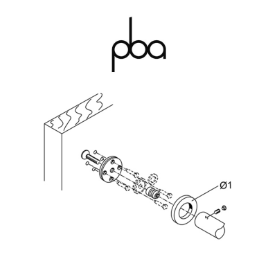FIX.911.000D PBA - Kit di fissaggio singolo non passante con rosetta per legno, PVC, alluminio, diametro Ø25