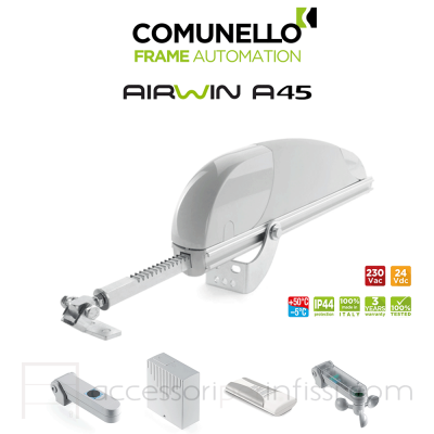 KIT AIRWIN A45 Comunello - Attuatore elettrico a cremagliera per lucernari e cupole