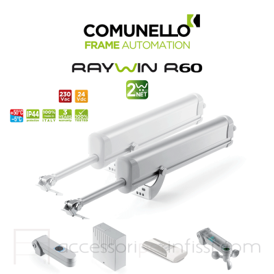 KIT RAYWIN R60 2W-NET Comunello - Doppio attuatore elettrico a stelo per finestre a sporgere e lucernari