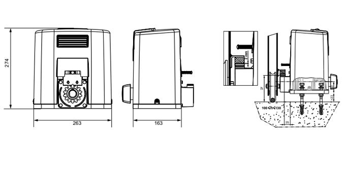 ELIXO 500 3S 24V IO Somfy DISEGNO TECNICO Somfy